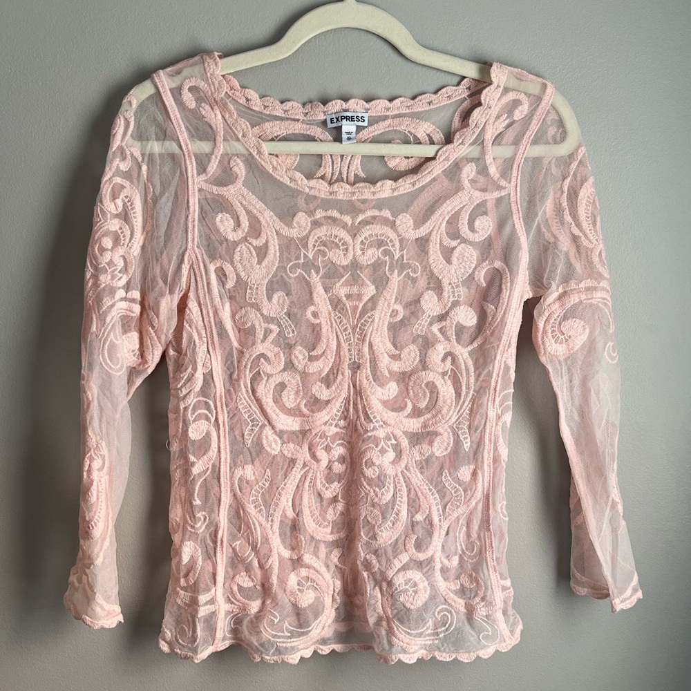 EUC Express Pink Lace Top